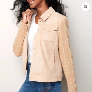 Charlie B Faux Suede Sweater Jacket L